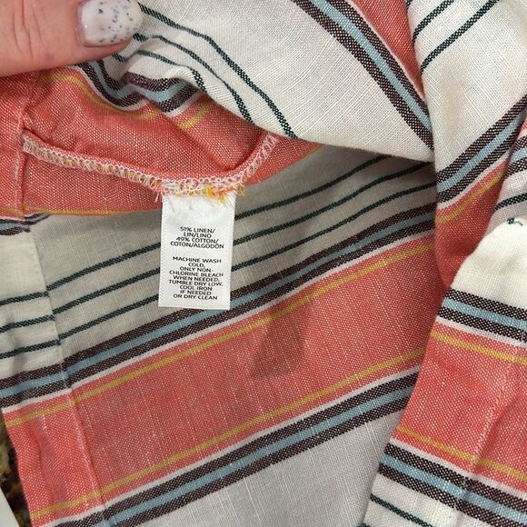 LOFT Beach Linen Cotton Blend Striped Sleeveless Swimsuit Cover Up Size S - Picture 4 of 6